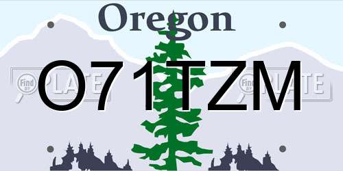 O71TZM Oregon License Plate