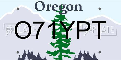 O71YPT Oregon License Plate