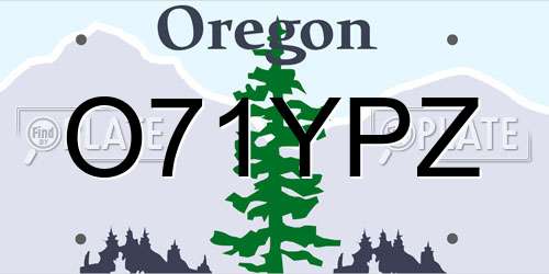 O71YPZ Oregon License Plate