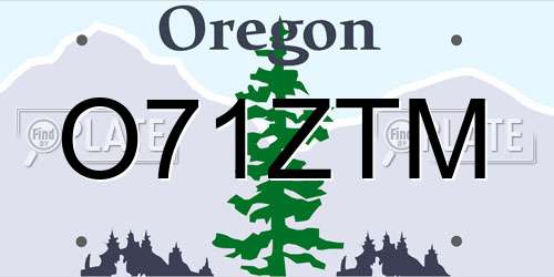 O71ZTM Oregon License Plate