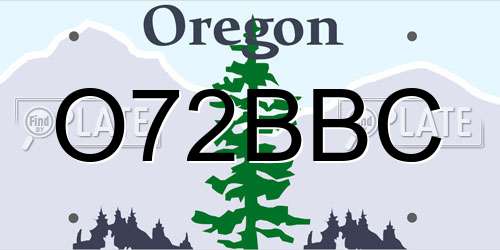 O72BBC Oregon License Plate