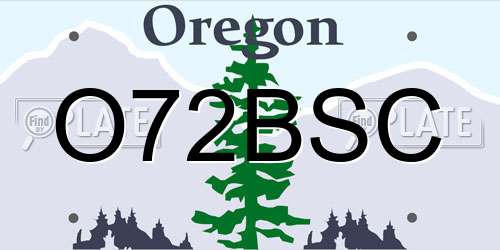 O72BSC Oregon License Plate
