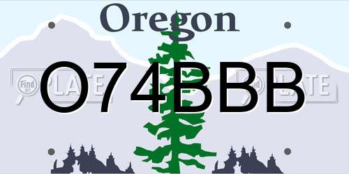 O74BBB Oregon License Plate