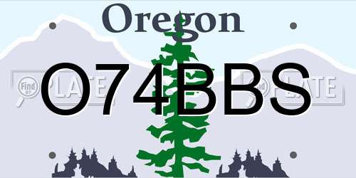 O74BBS Oregon License Plate