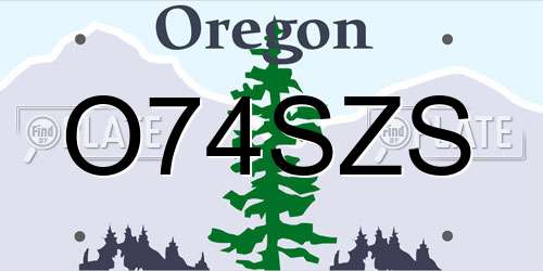 O74SZS Oregon License Plate