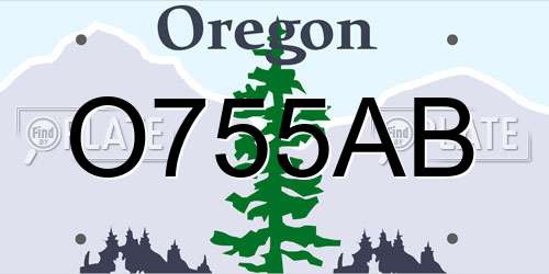 O755AB Oregon License Plate