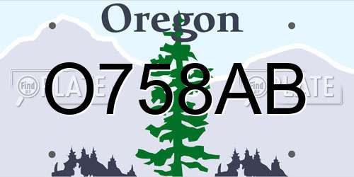 O758AB Oregon License Plate
