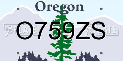 O759ZS Oregon License Plate