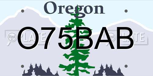 O75BAB Oregon License Plate