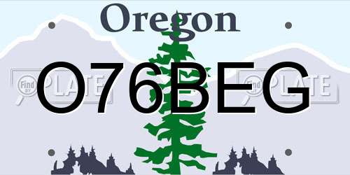 O76BEG Oregon License Plate