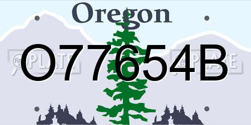 O77654B Oregon License Plate