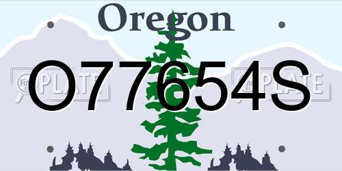 O77654S Oregon License Plate