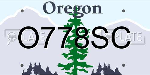 O778SC Oregon License Plate