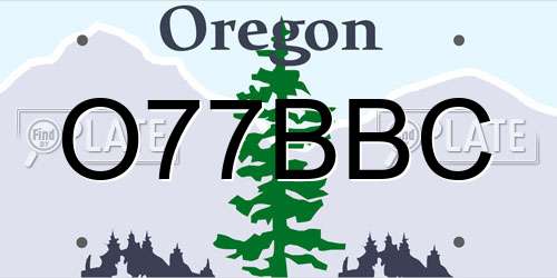 O77BBC Oregon License Plate