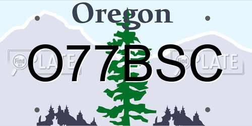 O77BSC Oregon License Plate