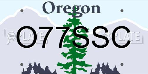 O77SSC Oregon License Plate