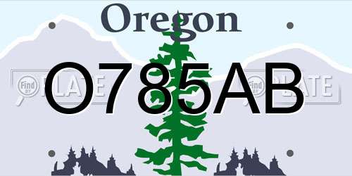 O785AB Oregon License Plate
