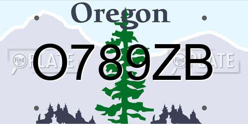 O789ZB Oregon License Plate