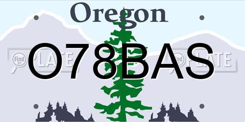 O78BAS Oregon License Plate