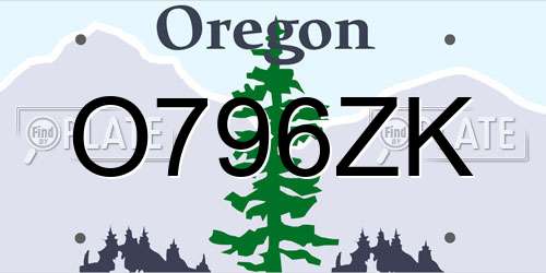 O796ZK Oregon License Plate