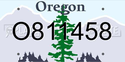 O811458 Oregon License Plate