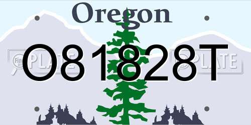 O81828T Oregon License Plate