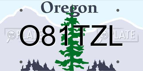 O81TZL Oregon License Plate