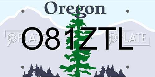 O81ZTL Oregon License Plate