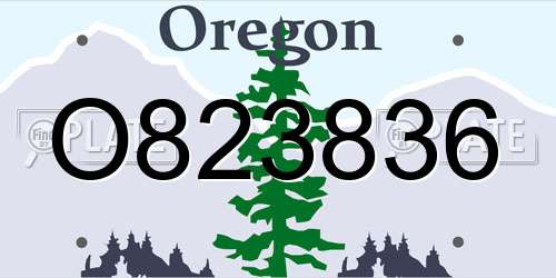 O823836 Oregon License Plate
