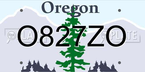 O827ZO Oregon License Plate