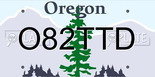 O82TTD Oregon License Plate
