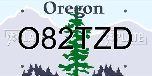 O82TZD Oregon License Plate