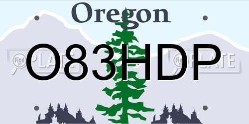 O83HDP Oregon License Plate