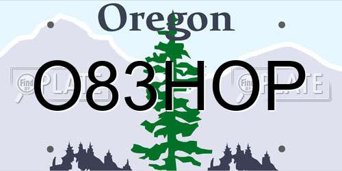 O83HOP Oregon License Plate