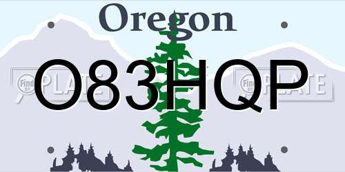 O83HQP Oregon License Plate