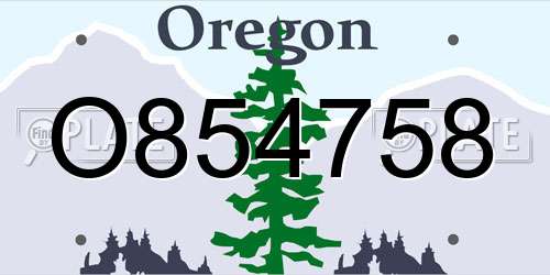O854758 Oregon License Plate