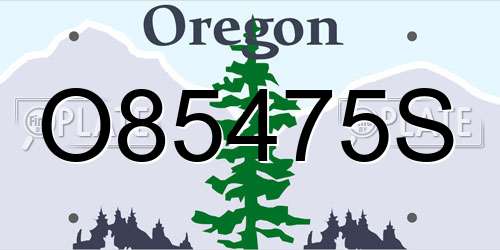 O85475S Oregon License Plate