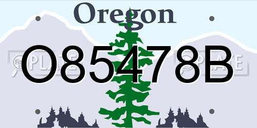 O85478B Oregon License Plate