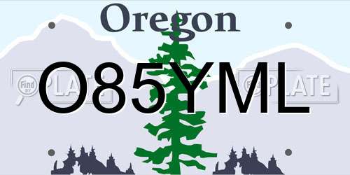 O85YML Oregon License Plate