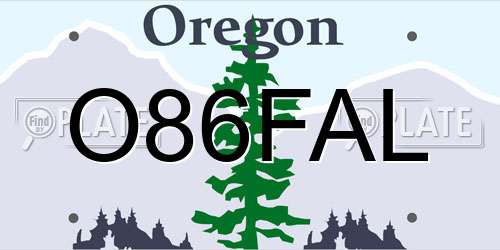 O86FAL Oregon License Plate
