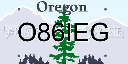 O86IEG Oregon License Plate