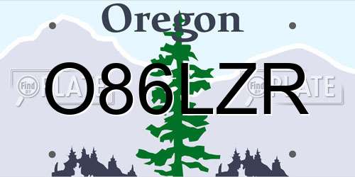 O86LZR Oregon License Plate