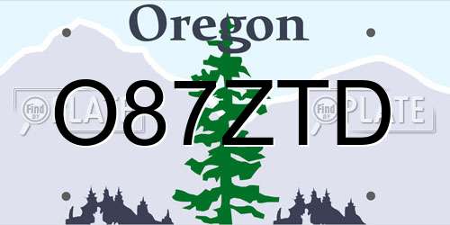 O87ZTD Oregon License Plate