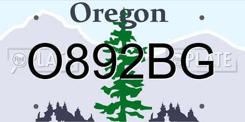 O892BG Oregon License Plate