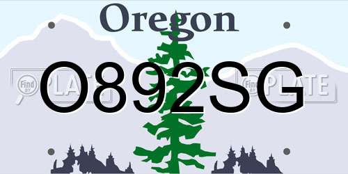 O892SG Oregon License Plate