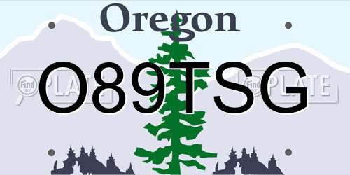 O89TSG Oregon License Plate