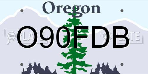 O90FDB Oregon License Plate
