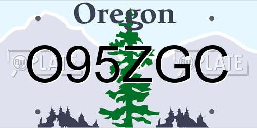 O95ZGC Oregon License Plate