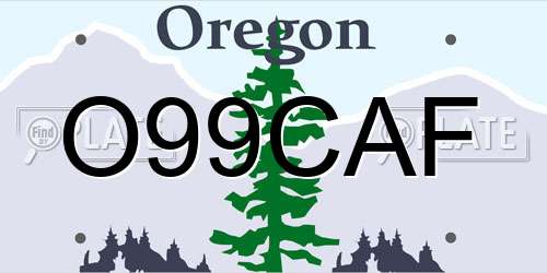 O99CAF Oregon License Plate