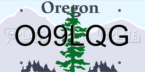 O99LQG Oregon License Plate